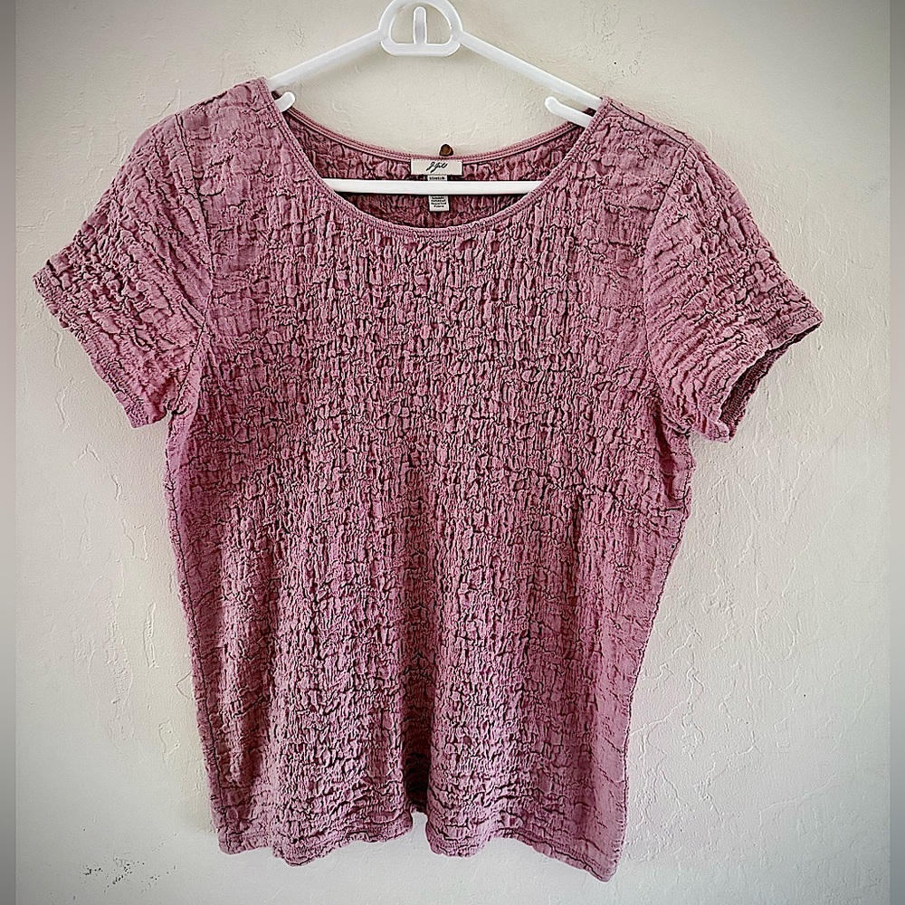 J. Jill Textured Soft Stretch Knit Tee Pink Mauve M